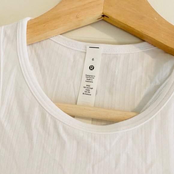 Lululemon Double-Strap Yoga Tank Top Black Size 6 White New Modal Silk - Picture 3 of 4